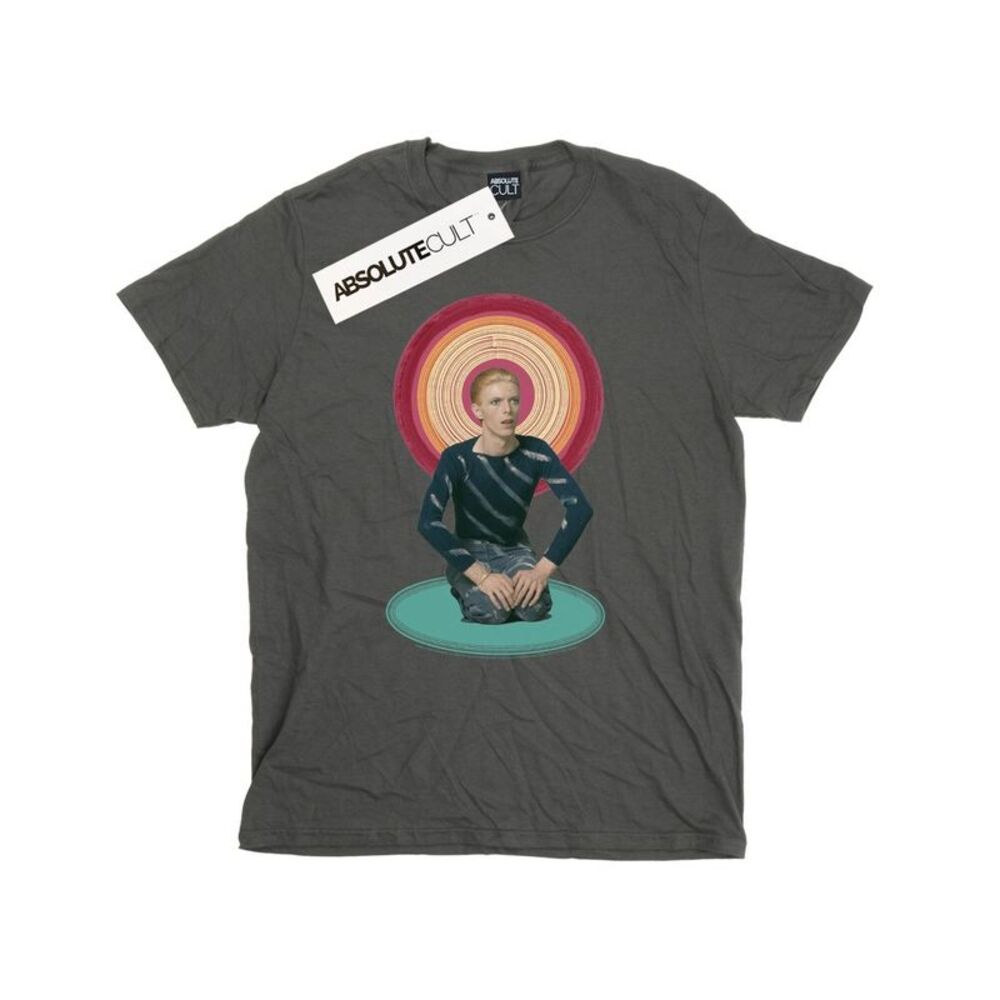 David Bowie Womens/Ladies Kneeling Halo Cotton Boyfriend T-Shirt / Charcoal